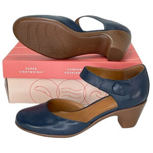 Easy Spirit Clarice Dark Blue Leather Womens Heels Size 10M